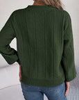 Cable-Knit V-Neck Long Sleeve Sweater