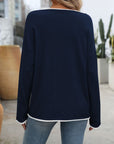 Mandy Contrast Trim Round Neck Long Sleeve Sweater