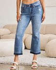 Gray Judy Blue Full Size Release Hem Cropped Bootcut Jeans Sentient Beauty Fashions Apparel & Accessories