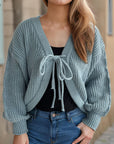 Tied Dropped Shoulder Long Sleeve Cardigan