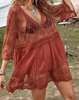 Sienna Lace Detail Plunge Cover-Up Dress Sentient Beauty Fashions Apparel & Accessories