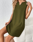 Dark Olive Green Notched Sleeveless Mini Tank Dress Sentient Beauty Fashions Apparel & Accessories