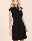 Mittoshop Cargo Pocket Half Button Mini Dress