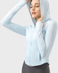 Lavender Pocketed Zip Up Hooded Long Sleeve Active Outerwear Sentient Beauty Fashions Apaparel & Accessories