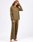 Basic Bae Rolled Round Neck Top and Pants Sweater Set