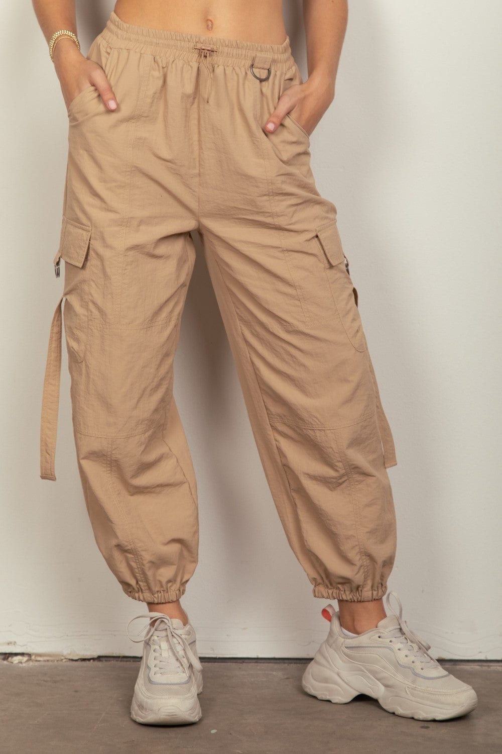 Rosy Brown VERY J Elastic Waist Woven Cargo Pants