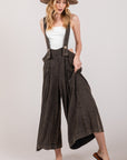 Light Gray SAGE + FIG Full Size Wide Strap Wide Leg Overalls Sentient Beauty Fashions Apparel & Accessories