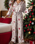 Printed Long Sleeve Top and Pants Lounge Set