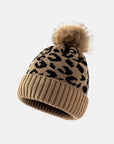 Leopard Pom-Pom Cuffed Beanie