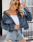 Button Up Long Sleeve Denim Jacket with Pockets