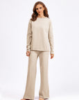 Basic Bae Rolled Round Neck Top and Pants Sweater Set