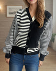 Striped Button Down Long Sleeve Cardigan