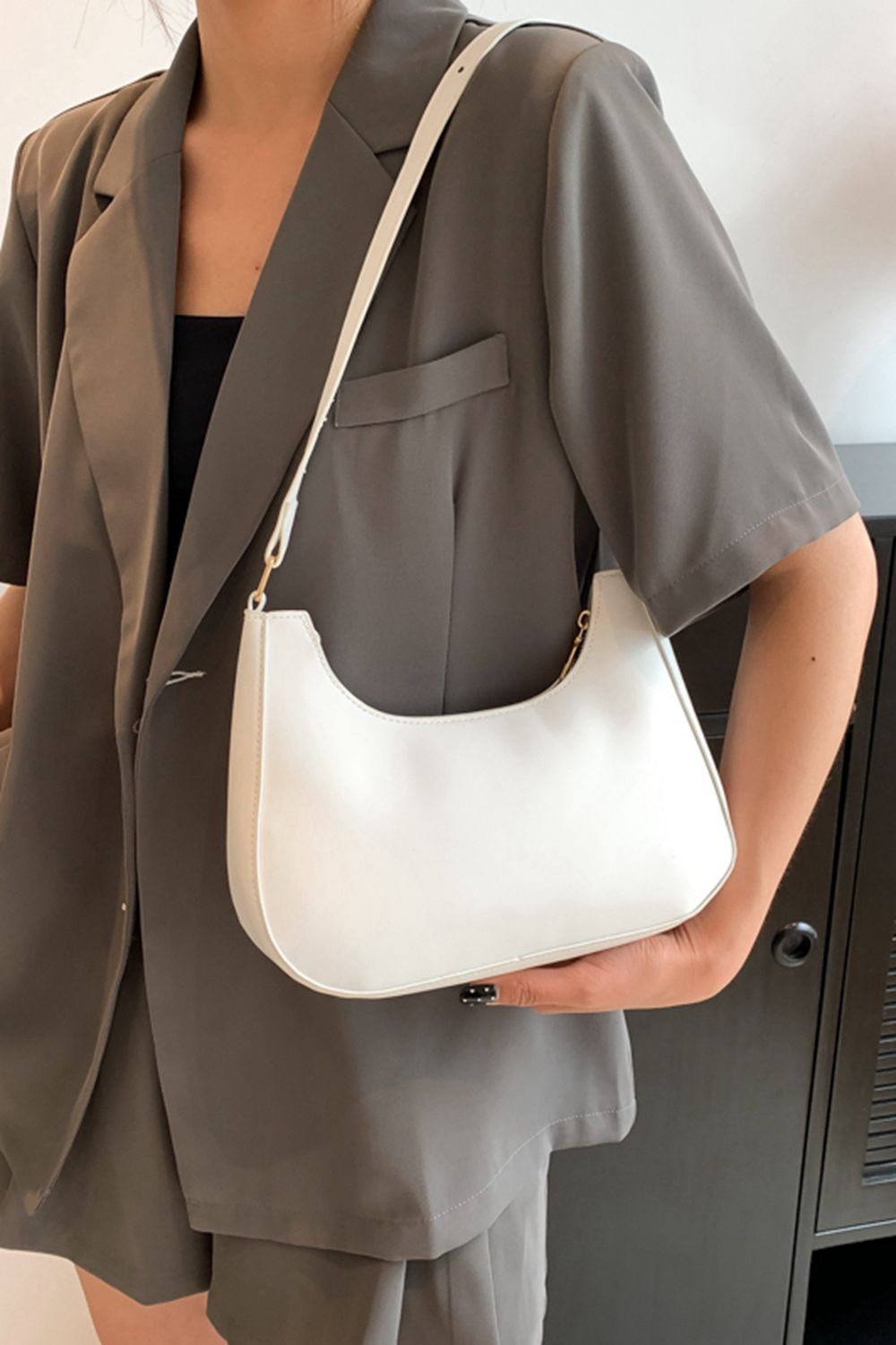 Dark Slate Gray PU Leather Shoulder Bag Sentient Beauty Fashions Apaparel &amp; Accessories