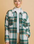 Love Tree Plaid Button Up Shacket