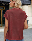 Exposed Seam Round Neck Short Sleeve Sweater