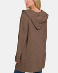 Zenana Hooded Open Front Sweater Cardigan