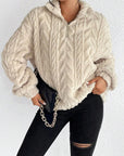 Fuzzy Quarter Zip Long Sleeve Sweatshirt