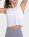 Light Gray Drawstring Cutout Round Neck Active Tank