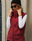 Fuzzy Plaid Texture Zip Up Vest Coat