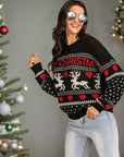 Perfee Christmas Element Round Neck Sweater