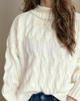 Cable-Knit Turtleneck Long Sleeve Sweater