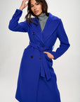 Coalition LA Double-Breasted Longline Coat with Belt