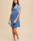 Annie Wear Wide Strap Denim Overall Dress with Pockets