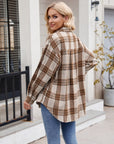 Mandy Pocketed Plaid Collared Neck Long Sleeve Shirt