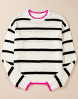 Striped Round Neck Long Sleeve Sweater