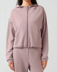 Gray Zip Up Dropped Shouder Active Hooded