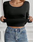 Light Gray Round Neck Long Sleeve Top