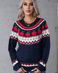 Angel Wings Graphic Round Neck Long Sleeve Sweater