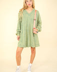 VERY J Mineral Washed Oversized A-Line Mini Dress