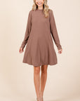 Mittoshop Mock Neck Long Sleeve Dress with Pockets