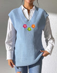 Flower V-Neck Sweater Vest