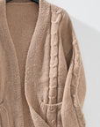 Cable-Knit Open Front Long Sleeve Cardigan