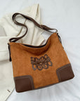 Suede Patch Adjustable Strap Tote Bag