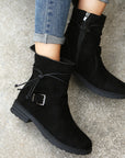 Suede Side Zip Round Toe Boots