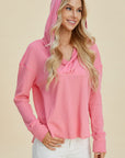 Double Take Full Size High-Low Dropped Shoulder Long Sleeve Hoodie