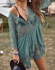 Dim Gray Lace Detail Plunge Cover-Up Dress