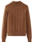 Cable-Knit Half Zip Long Sleeve Sweater