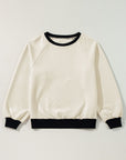 Texture Contrast Long Sleeve Sweatshirt