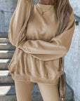 Round Neck Dropped Shoulder Sweatshirt and Pants Set