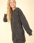 VERY J Mineral Washed Oversized Sweatshirt Mini Dress