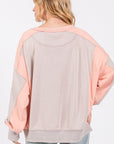 SAGE + FIG Color Block Round Neck Sweatshirt