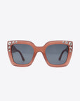 White Smoke Inlaid Rhinestone Polycarbonate Sunglasses