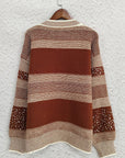 Sequin Color Block Round Neck Sweater