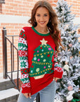 Christmas Tree Graphic Round Neck Sweater