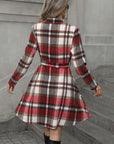 Plaid Tie Waist Long Sleeve Outerwear