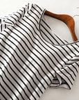 Gray Striped Round Neck Short Sleeve Dress Sentient Beauty Fashions Apaparel & Accessories